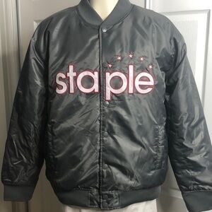 Staple Jacket Bold Spellout Stars Snap Jacket‎ 2XL Gray